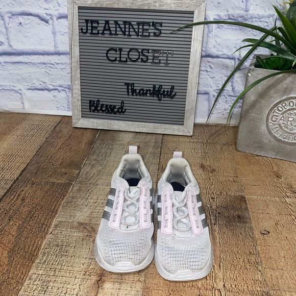 ADIDAS Racer TR21I Cloud White/Almost Pink/Blue Tint GY6739 Toddler shoe 7K - Picture 4 of 10